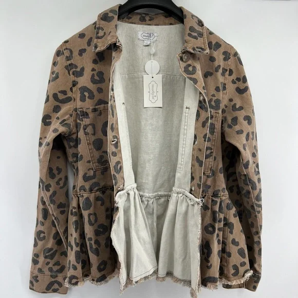 Mud pie Sz Large Leopard Peplum Jacket NWT - Picture 7 of 11